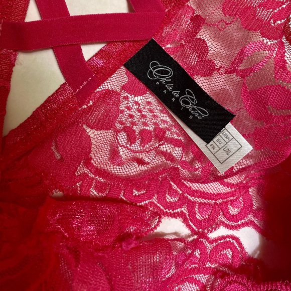 NWOT Oh Là Là Chéri Hot Pink Lace Crotchless Panties - Picture 4 of 8